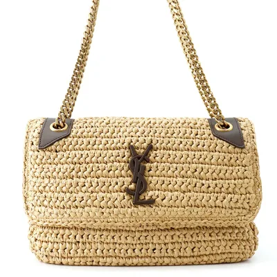 サンローランパリ チェーンショルダーバッグ ニキ ラフィア/レザー 620329 SAINT LAURENT PARIS 中古 【返品保証】 サンローランパリ バッグ SAINT LAURENT PARIS BAG