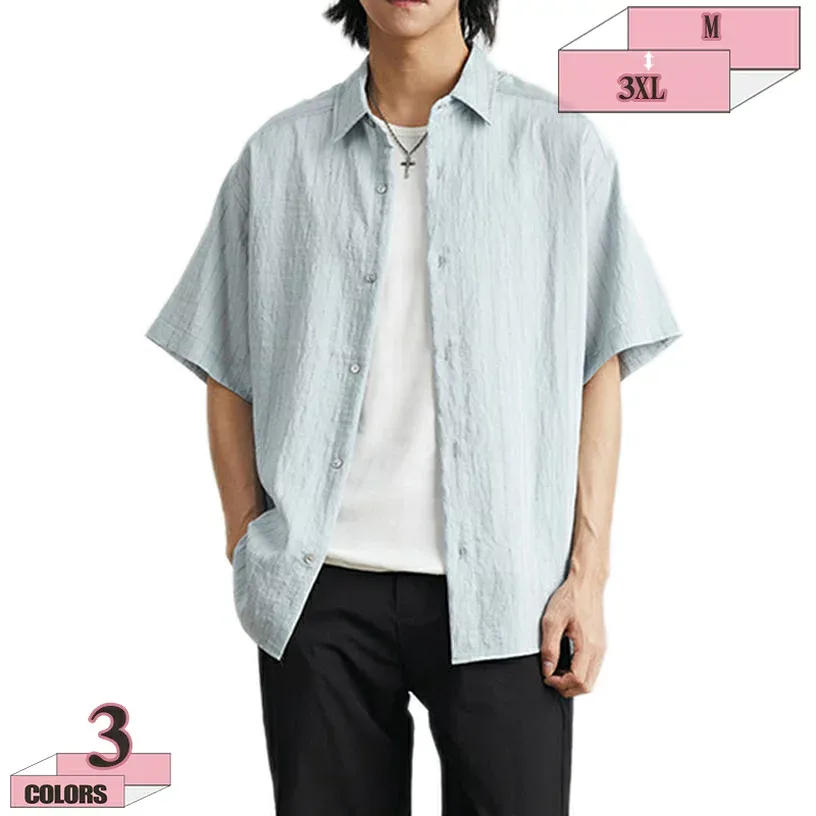 500円OFFクーポン メンズ シャツ 夏服 メンズ 半袖 ストライプ柄 通気性 ワイシャツ 大きいサイズ ビジネス カジュアル yシャツ ゆったり おしゃれ 夏用 柔らかい かっこいい 無地 シンプル オシャレ 薄手 サマー服 快適な軽い gratiahome
