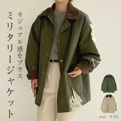 アウター トレンチジャケット 冬 中綿 モッズコート 春 コート レディース ビッグシルエット ジャケット ミリタリー ミディアム