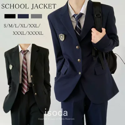 Uniform Blazer Men's Blazer Uniform School Navy Blue Navy School Blazer Men's Graduation Ceremony Entrance Ceremony Student Uniform Student JK School Junior High School High School Student Large Size Jacket Entrance Ceremony Formal Regular Type School Cute JK Uniform Boys Popular Admission Large