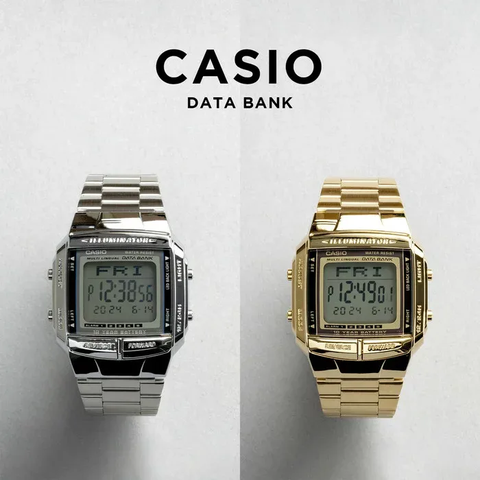 【10年保証】CASIO DATA BANK カシオ データバンク DB-360 腕時計 時計 ブランド メンズ キッズ 子供 男の子 デジタル テレメモ 電話帳 日付 高級感 高見え ビジネス シンプル カジュアル レトロ シルバー ゴールド 金 ブラック 黒 メタル ギフト プレゼント
