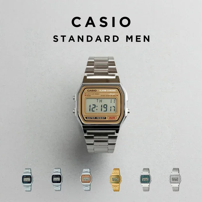 【10年保証】CASIO STANDARD MENS カシオ スタンダード A158 腕時計 時計 ブランド メンズ レディース キッズ 子供 男の子 女の子 チープカシオ チプカシ デジタル 日付 カレンダー 薄型 軽量 高級感 高見え レトロ シルバー メタル ガンメタ ギフト プレゼント
