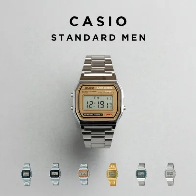 【10年保証】CASIO STANDARD MENS カシオ スタンダード A158 腕時計 時計 ブランド メンズ レディース キッズ 子供 男の子 女の子 チープカシオ チプカシ デジタル 日付 カレンダー 薄型 軽量 高級感 高見え レトロ シルバー メタル ガンメタ ギフト プレゼント