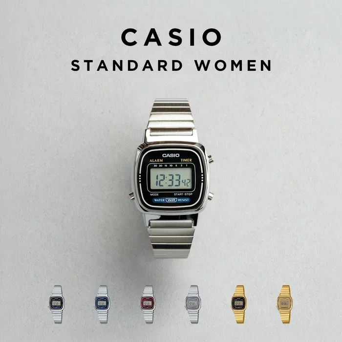 【10年保証】CASIO STANDARD LADYS カシオ スタンダード LA670WA 腕時計 時計 ブランド レディース キッズ 子供 女の子 チープカシオ チプカシ デジタル 日付 カレンダー 軽量 薄型 上品 シンプル カジュアル レトロ シルバー 金 黒 メタル ギフト プレゼント