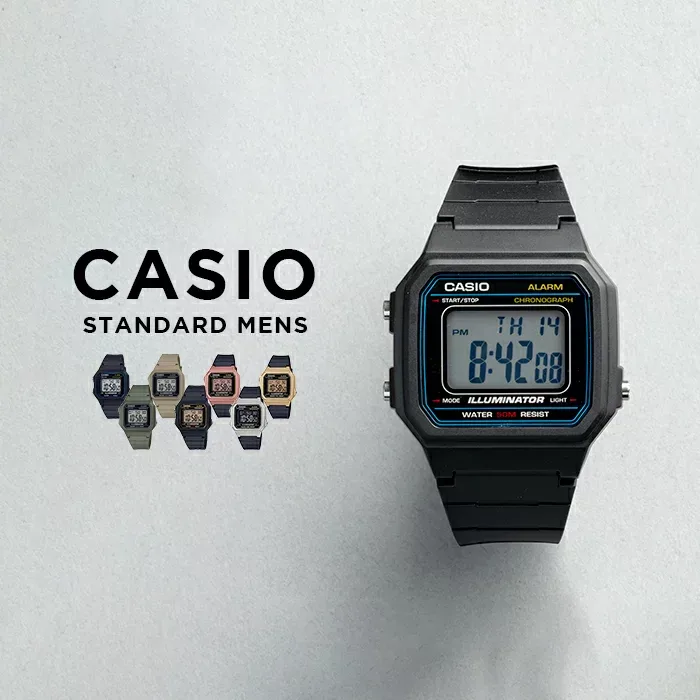 【10年保証】【日本未発売】CASIO STANDARD MENS カシオ スタンダード W-217 腕時計 時計 ブランド メンズ レディース キッズ 子供 男の子 女の子 チープカシオ チプカシ デジタル 薄型 軽量 日付 防水 レトロ 黒 金 海外モデル ギフト プレゼント