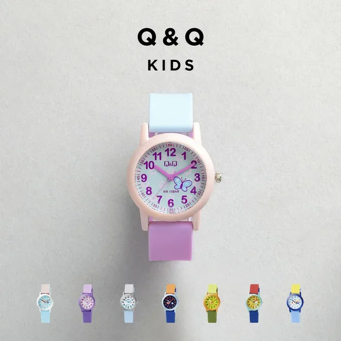 【日本未発売】CITIZEN Q&Q シチズン VS49J 腕時計 時計 ブランド キッズ 子供 男の子 女の子 逆輸入 チープシチズン チプシチ アナログ 防水 軽量 おしゃれ ポップ カラフル 柄 絵柄 ホワイト 白 ピンク ブルー 青 りぼん 魚 恐竜 車 海外モデル ギフト プレゼント