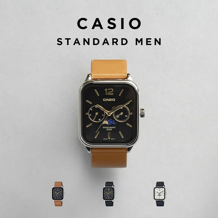 【翌日配送】【新品電池交換済】【10年保証】CASIO STANDARD MEN カシオ スタンダード MTP-M305L 腕時計 時計 ブランド メンズ レディース 男の子 女の子 チープカシオ チプカシ アナログ ムーン 日付 防水 革ベルト レザー 高級感 高見え 角型 ギフト プレゼント