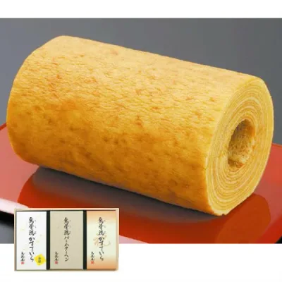 内祝い バウムクーヘン 送料無料 出産内祝い 個包装 お菓子 ギフト 焼き菓子 常温保存 烏鶏庵 烏骨鶏かすていら&バームクーヘン詰合せセット(木箱入)