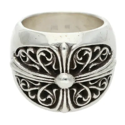 クロムハーツ Chrome Hearts サイズ:28.5号 CLASSIC OVAL クラシックオーバルクロス シルバーリング(シルバー 57.48g)【529062】【NO05】【小物】【中古】bb531#rinkan*B