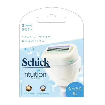 【2個セット】 シック イントゥイション もっちり肌 替刃 3個入り 4枚刃 カミソリ ボディケア 剃刀 替刃 モイスチュアソープ 体毛 産毛 足 ムダ毛 女性 schick 肌に優しい 肌ケア 綺麗 美肌 すべすべ スッキリ 爽やか しっとり なめらか 密着フィット セーフティワイヤー付き