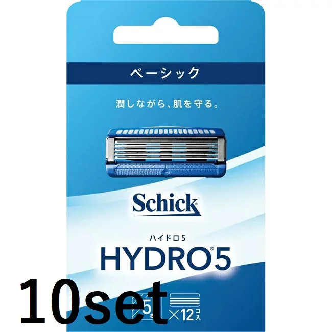 【10個セット】シック ハイドロ5 ベーシック 替刃 12個入 5枚刃 替刃 交換 替え刃 カミソリ 剃刀 ひげそり 産毛 髭剃り T字カミソリ 男性 schick 深剃り 肌に優しい スッキリ 爽やか ウォータースルー構造 乾燥肌 敏感肌 全肌質 摩擦軽減 アロエ ビタミンE ヒアルロン酸