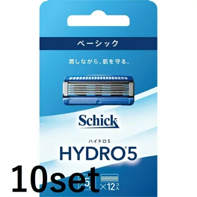 【10個セット】シック ハイドロ5 ベーシック 替刃 12個入 5枚刃 替刃 交換 替え刃 カミソリ 剃刀 ひげそり 産毛 髭剃り T字カミソリ 男性 schick 深剃り 肌に優しい スッキリ 爽やか ウォータースルー構造 乾燥肌 敏感肌 全肌質 摩擦軽減 アロエ ビタミンE ヒアルロン酸