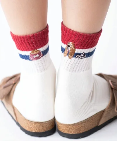 gym master DOG刺繍コンビソックス|靴下 ショートソックス メンズ レディース 防蚊 虫よけ 抗菌 消臭 防臭 犬 イヌ いぬ ダックスフンド ダルメシアン バセットハウンド かっこいい かわいい 面白い ギフト プレゼント 誕生日 父の日 クリスマス|G766740 ジムマスター