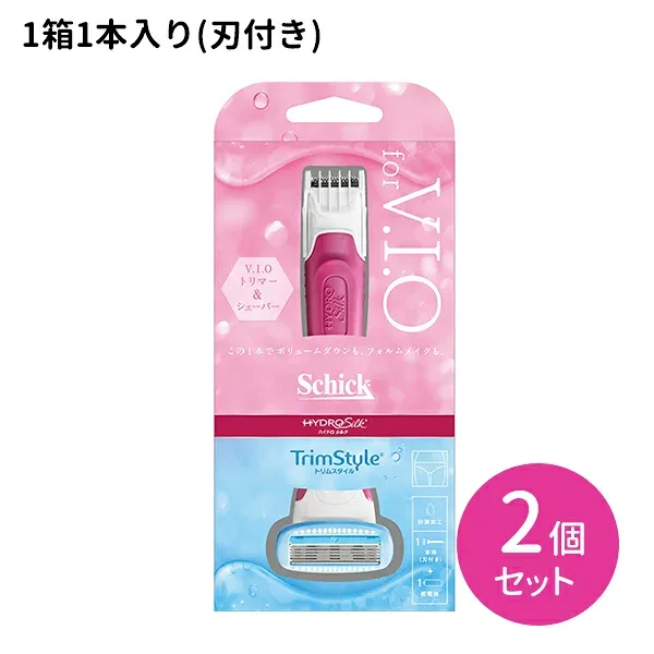 ハイドロシルク トリムスタイル ホルダー 2個セット 剃刀 カミソリ ボディ用シェーバー VIO用電動トリマー うぶ毛処理 ムダ毛ケア 替刃式 乾電池式 5枚刃 ウォータープルーフ設計 長さ調節可能 美容ジェル付き スキンガード