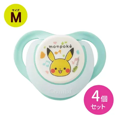 4個セット テテオ おしゃぶり 入眠ナビ Mサイズ モンポケ ピカチュウ 乳児 ポケモン ポケットモンスター monpoke 赤ちゃん 乳幼児 おしゃぶり 軽量 コンパクト 薄型 寝つきの悩み ベビー用品 コンビ combi