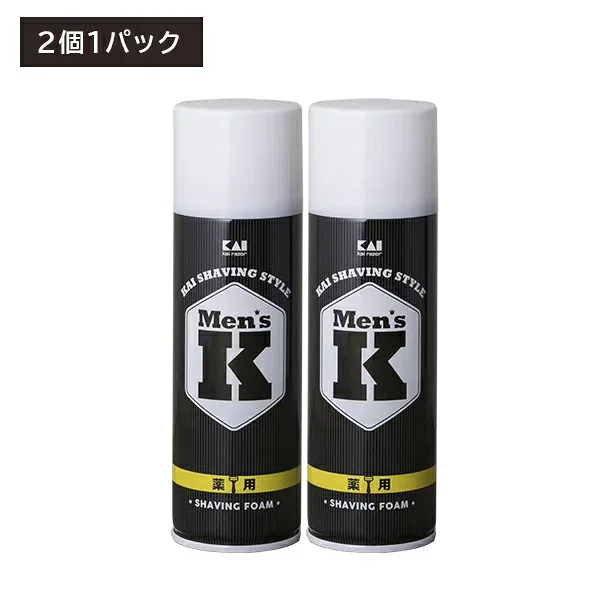 Men'sKシェービングフォームWパック 2本入 洗顔 髭剃り ひげ 泡 潤い 保護 肌を守る 保湿成分配合 薬用成分配合 医薬部外品 日用品 衛生用品 貝印