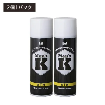 Men'sKシェービングフォームWパック 2本入 洗顔 髭剃り ひげ 泡 潤い 保護 肌を守る 保湿成分配合 薬用成分配合 医薬部外品 日用品 衛生用品 貝印
