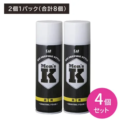 【4個セット】Men'sKシェービングフォームWパック 2本入 洗顔 髭剃り ひげ 泡 潤い 保護 肌を守る 保湿成分配合 薬用成分配合 医薬部外品 日用品 衛生用品 貝印 hk0018