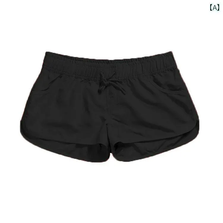 水着 ショートパンツ レディース 速乾 ビーチ パンツ レディース ランニング ショーツ スポーツ フィットネス ゆったりと アメリカ 短い 無地 万能 ブラック