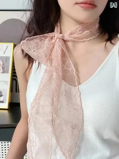 スカーフ リボン おしゃれ レース リボン 高級 ベルト ヘッド バンド ロング 女性 装飾 スカーフ 小さい シルクスカーフ 女の子 編み ヘア