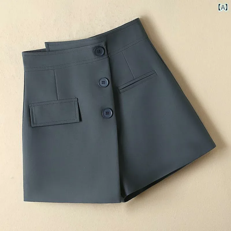 事務 スカート レディース な スーツ キュロット レディース ショート パンツ 2024 春夏 ハイウエスト フロント スカートと リア スリム ワイド レッグ a ライン
