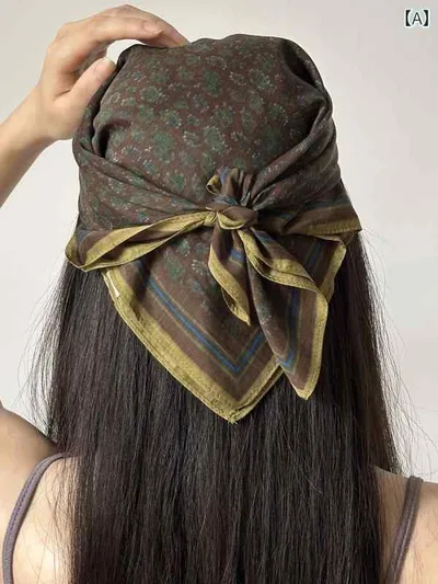 バンダナ おしゃれ ヘアアクセサリー レトロ 油絵の シルクの 小さい 正方形の スカーフ 女性用 春夏 ファッション 文学 芸術 すべての マッチ 軽くて 薄手 装飾 ヘッド