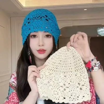 帽子 レディース 春夏 透かし編み つばなし ニット帽 ベレー帽 イスラムワッチ 医療用帽子 ニットキャップ ビーニー ケア帽子 涼しい サマーニット 蒸れにくい 通気性 伸縮性 軽量 コンパクト 小顔効果 文芸風 ナチュラル シンプル おしゃれ かわいい