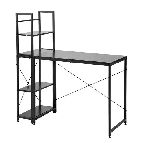 【2営業日以内に発送】set 【人気1位商品】【ブラック】パソコンデスク ラック付き デスク ワークデスク 木製 学習デスク