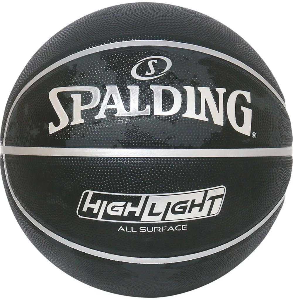 SPALDING (スポルディング) バスケットボール ボール ハイライト シルバー 【ブラック×シルバー】 85-097J ボール6号 バスケットボール6号球 レディース 女性用 黒 24FW {SK}