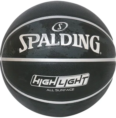 SPALDING (スポルディング) バスケットボール ボール ハイライト シルバー 【ブラック×シルバー】 85-097J ボール6号 バスケットボール6号球 レディース 女性用 黒 24FW {SK}