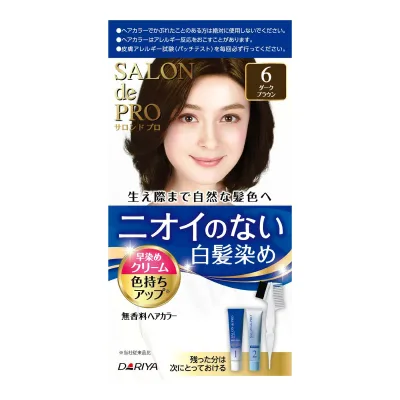 サロンドプロ 無香料ヘアカラー 早染めクリーム 白髪用 6 ダークブラウン ダリヤ