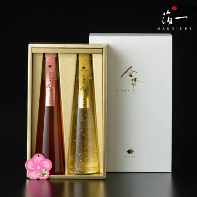 金華 清酒・梅酒 2本セット| 日本酒 金箔 純米酒 金箔入り ギフト プレゼント 飲み比べ 誕生日 金婚式 成人式 お祝い お礼築祝い 内祝い お返し 贈り物 加賀梅酒 還暦 米寿 長寿 記念日 敬老の日