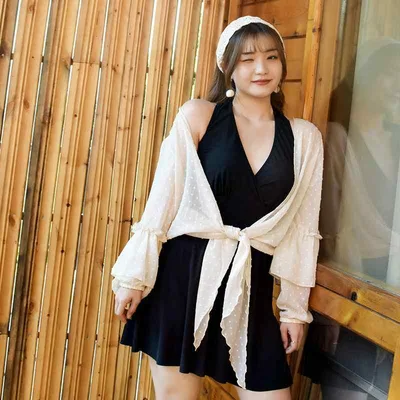 水着 レディース プラスサイズ 大きいサイズ セパレート 3点セット 体型カバー お腹カバー 着痩せ効果 ワイヤー入り パッド付き 盛れる ポリエステル素材 温泉 海水浴 ビーチ リゾート スイムウェア ブラック グリーン系