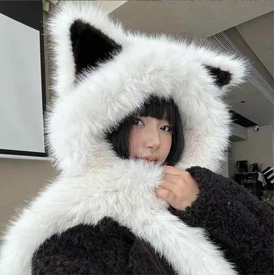 帽子 レディース 女性用 ボア フェイクファー 厚手 保温 防寒 ネックウォーマー一体型 きつね耳 耳当て付き フライトキャップ ロシア帽 小顔効果 秋冬 かわいい ふわふわ もこもこ 防風 普段使い