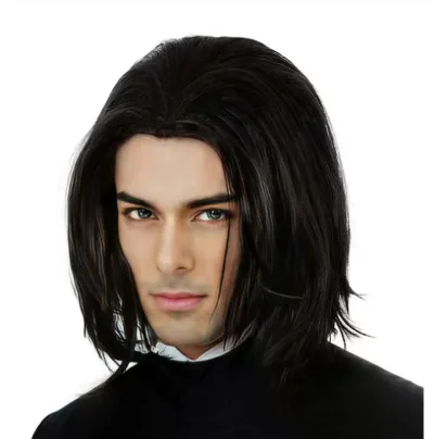 メンズ ウィッグ ハロウィン コスプレ 仮装 センターパート ショート ストレート 耐熱ファイバー ブラック 舞台 演劇 イベント用 かつら
