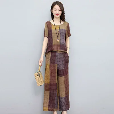 セットアップ ミセス 女性 中高年 大きいサイズ 夏 七分袖 再生繊維 ポリエステル 上品 カジュアル リラックス ゆったり 九分丈パンツ ミドル丈 トップス 上下セット ポケット付き