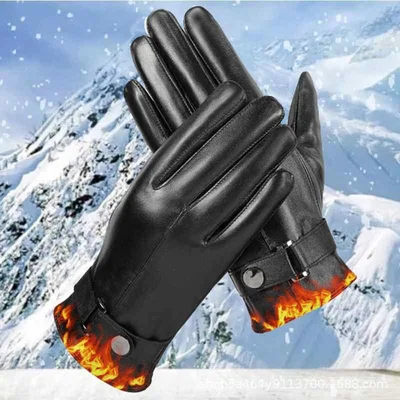 Gloves for men, genuine leather, sheepskin, lambskin, brushed lining, extra warm, cold protection, windproof, waterproof, heat retention, touch screen compatible, smartphone compatible, 5 fingers, outdoor, cycling, bike sports, everyday use, commuting to work, school, winter gloves, black, black, casual, simple, basic
