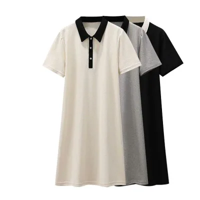 ワンピース レディース 妊婦 授乳服なし マタニティウェア 春夏 襟付き POLO襟 切り替え Aライン 半袖 ミドル丈 無地 ゆったり 体型カバー カジュアル 快適 Aラインワンピース