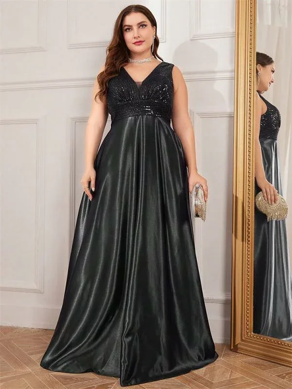 One Piece Women's Plus Size Long Dress Mermaid Deep V Neck Open Back Thin Elegant Party Dress Invitation Thank You Party Formal After-Party