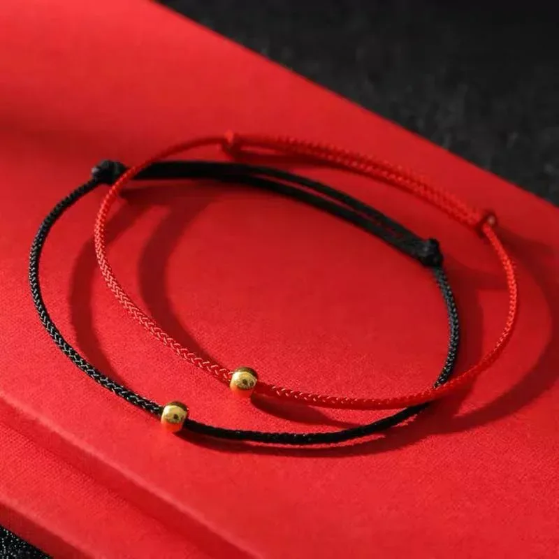 ブレスレット ペア レディース メンズ ペアアクセサリー 手編み 赤い糸 お守り ラッキーアイテム 電気メッキ コーティング シンプル カジュアル ギフト