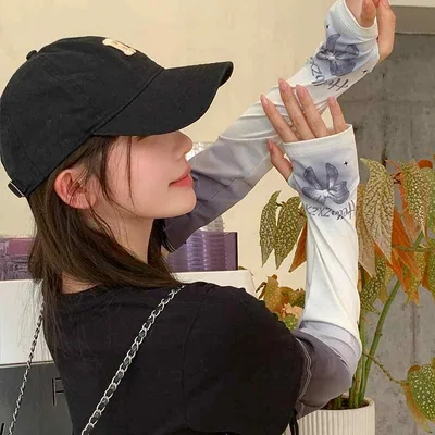 アームカバー レディース 接触冷感 UVカット 紫外線対策 ロング グラデーション かわいい 日焼け防止 自転車 運転 アウトドア 軽量