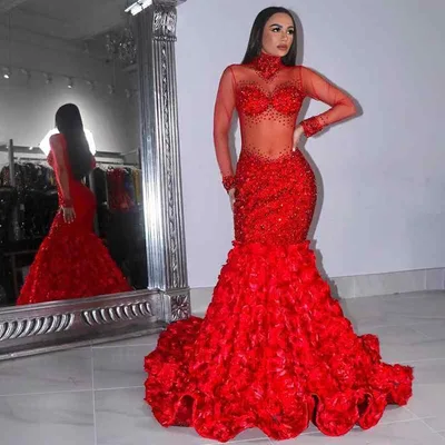 Dress, Women's, Long Dress, Tight, Long Sleeve, See-Through, Lace, Stand-up Collar, Formal, Invitation, Cabaret Dress, Sexy