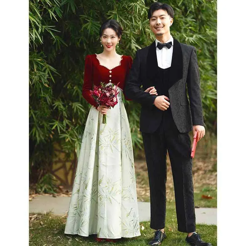 ドレス レディース ベロア ワンピース ロング Aライン 高見え お呼ばれ 披露宴 結婚式 二次会 フォーマル ワインレッド シック ベルベット エレガント クラシック 演奏会 発表会 フェミニン ぽわん袖 長袖 上品 優雅 パーティー