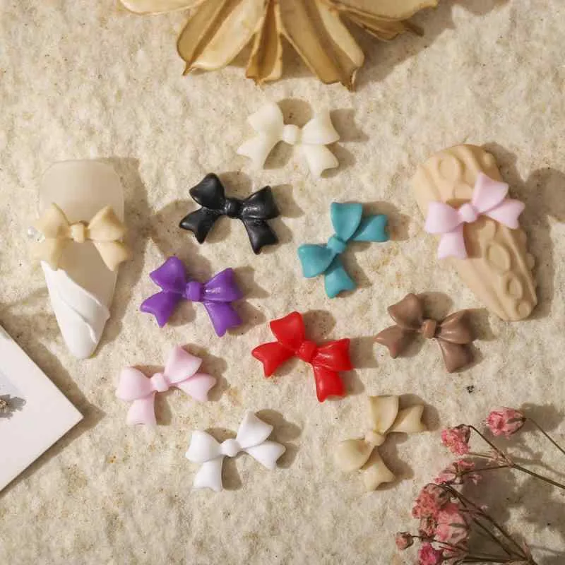 ネイルパーツ レディース 3D 立体 リボン 樹脂 ミニ 小さめ 単色 デコレーションパーツ かわいい ニュアンス セルフネイル