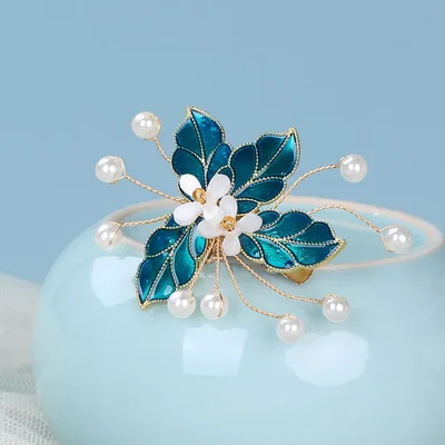 Hair Clip, Women's, Old-fashioned Hair Ornament, Jing Tai Indigo, Fengxian Flower, Hanfu, Chinese Dress, Hair Clip, Retro, Japanese Accessory, Hair Accessory
