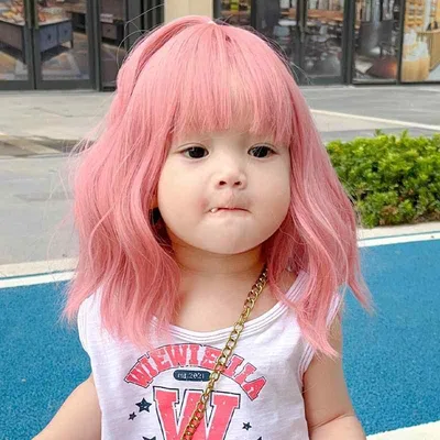 ウィッグ キッズ 女の子 フルウィッグ ショート カール ボブ ぱっつん前髪 ピンク かわいい プリンセス コスプレ 写真撮影 イベント 仮装
