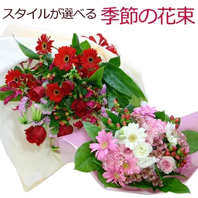 【送料無料/即日発送対応】季節の花 花束 Mサイズ スタイル選べる ワンサイド ラウンド 即日発送 フラワーギフト 生花 ブーケ 誕生日 記念日 お見舞い お供え 結婚祝い 送別会 開店祝い 花 発表会 退職祝い 卒業式 女性 男性 ペットに【画像配信】【メッセージカード】