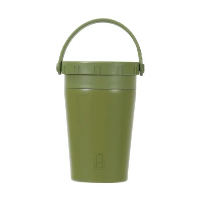 パール金属 タンブラー マグ ボトル カップ コップ 300ml ふた付 ハンドル付 真空断熱 保温 保冷 ドリップ コーヒー 広口 グリーン カフェマグ トートタンブラー HB-6805