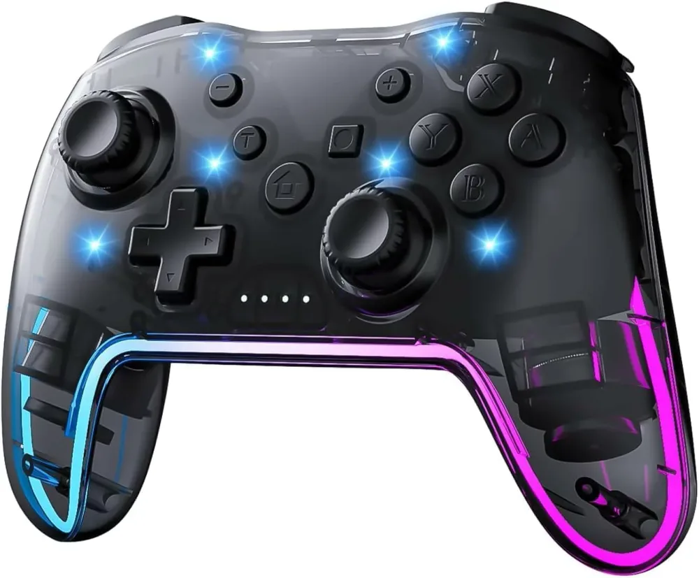 PleCode Switch コントローラー ワイヤレス Proコン Switch1/2/Lite/OLED/PC/iPhone/Android対応 7色RGBライト ターボ連射 振動調整 スリープ解除ワンタッチ 6軸ジャイロセンサー 人間工学設計 長時間プレイ 日本語取扱説明書付き