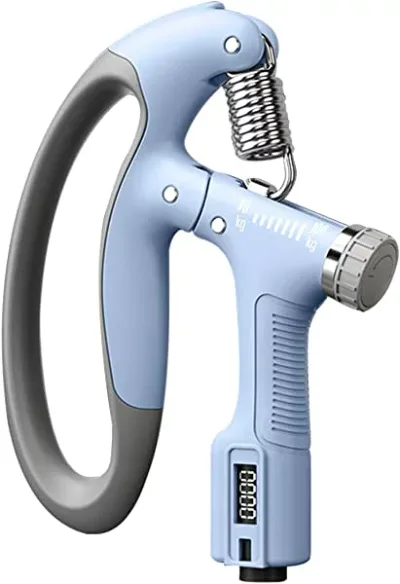 握力増強器 エクササイズ 握力グリッパー カウンター付き 10-100kg 負荷調整可能 ハンドグリッパー ストレス解消 リハビリ器具 テニス 野球 握力強化訓練 握りやすい 滑りづらい 男女兼用 (青)